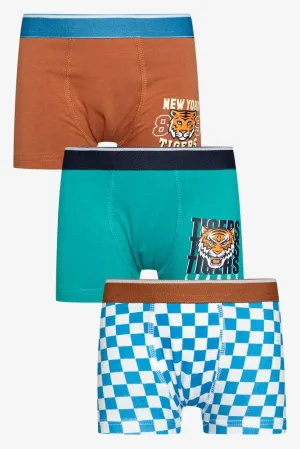 3 Pack Tiger Boxers Blue