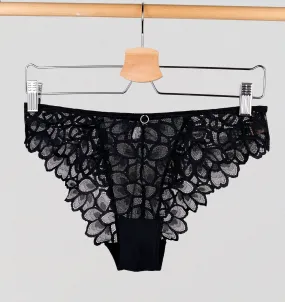 Abstract petal lace brazillian [Black]