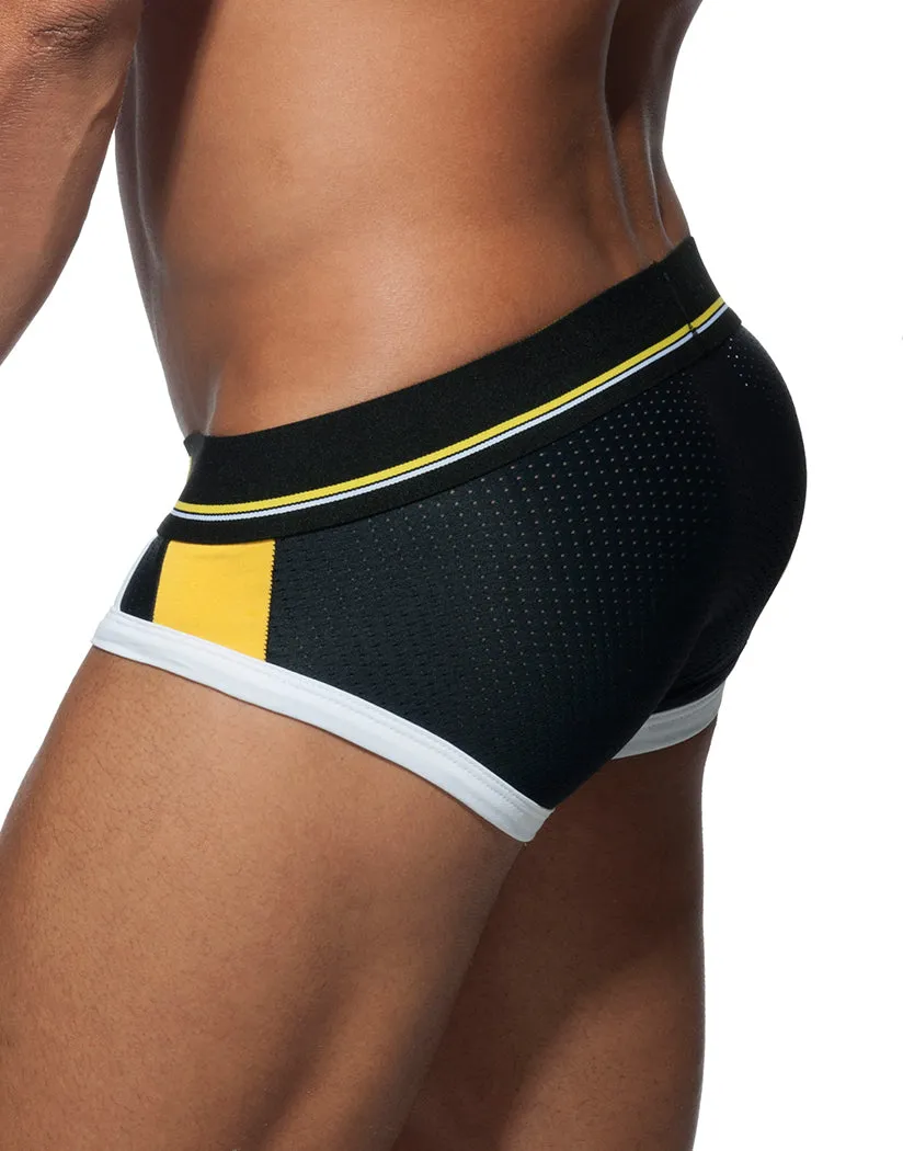 Addicted Sport Mesh Black/Yellow Stripe Brief AD738