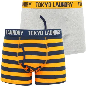 Arlo (2 Pack) Striped Boxer Shorts Set in Zinna Orange / Light Grey Marl - Tokyo Laundry