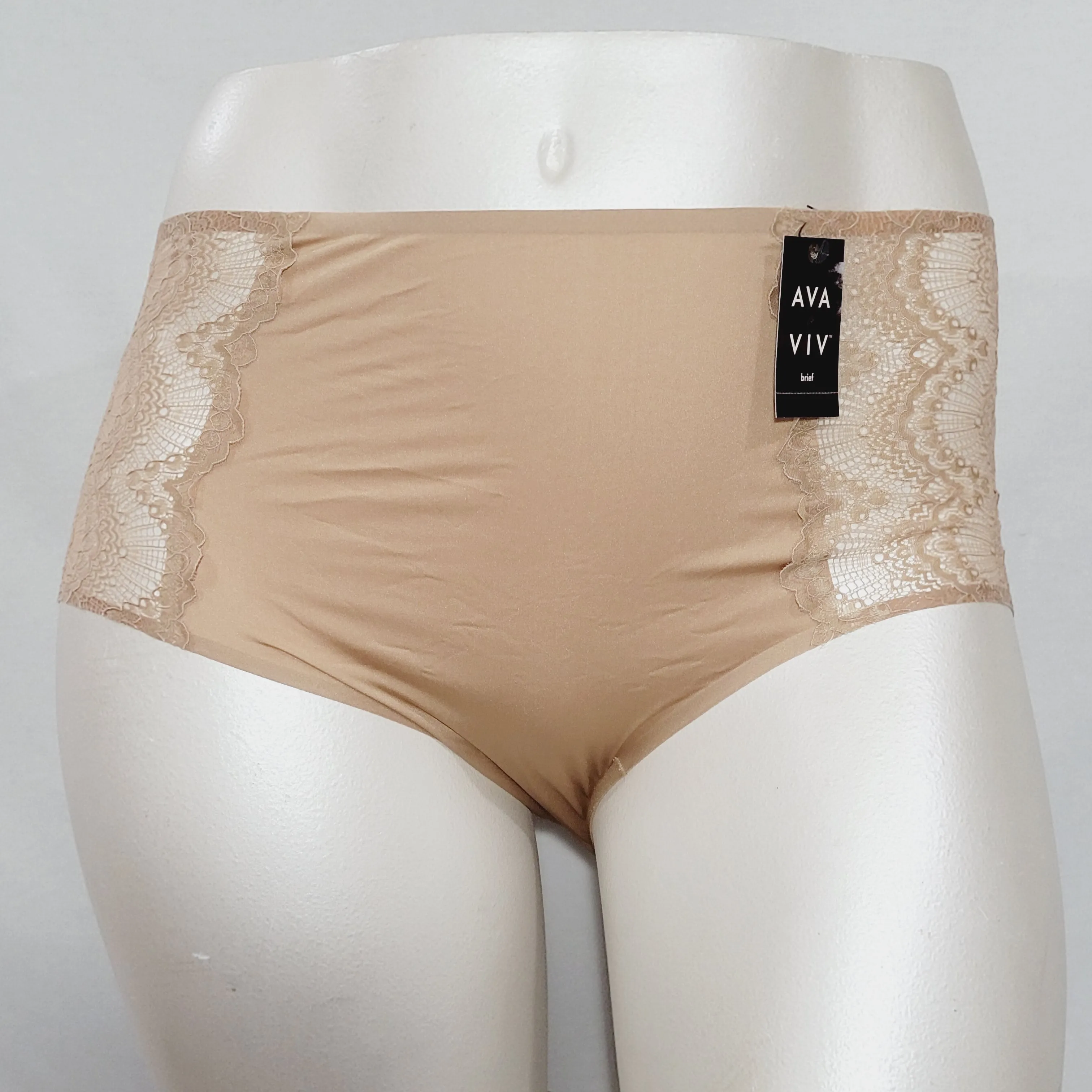 Ava & Viv High Waist Bonded Briefs with Lace 4X Honey Beige