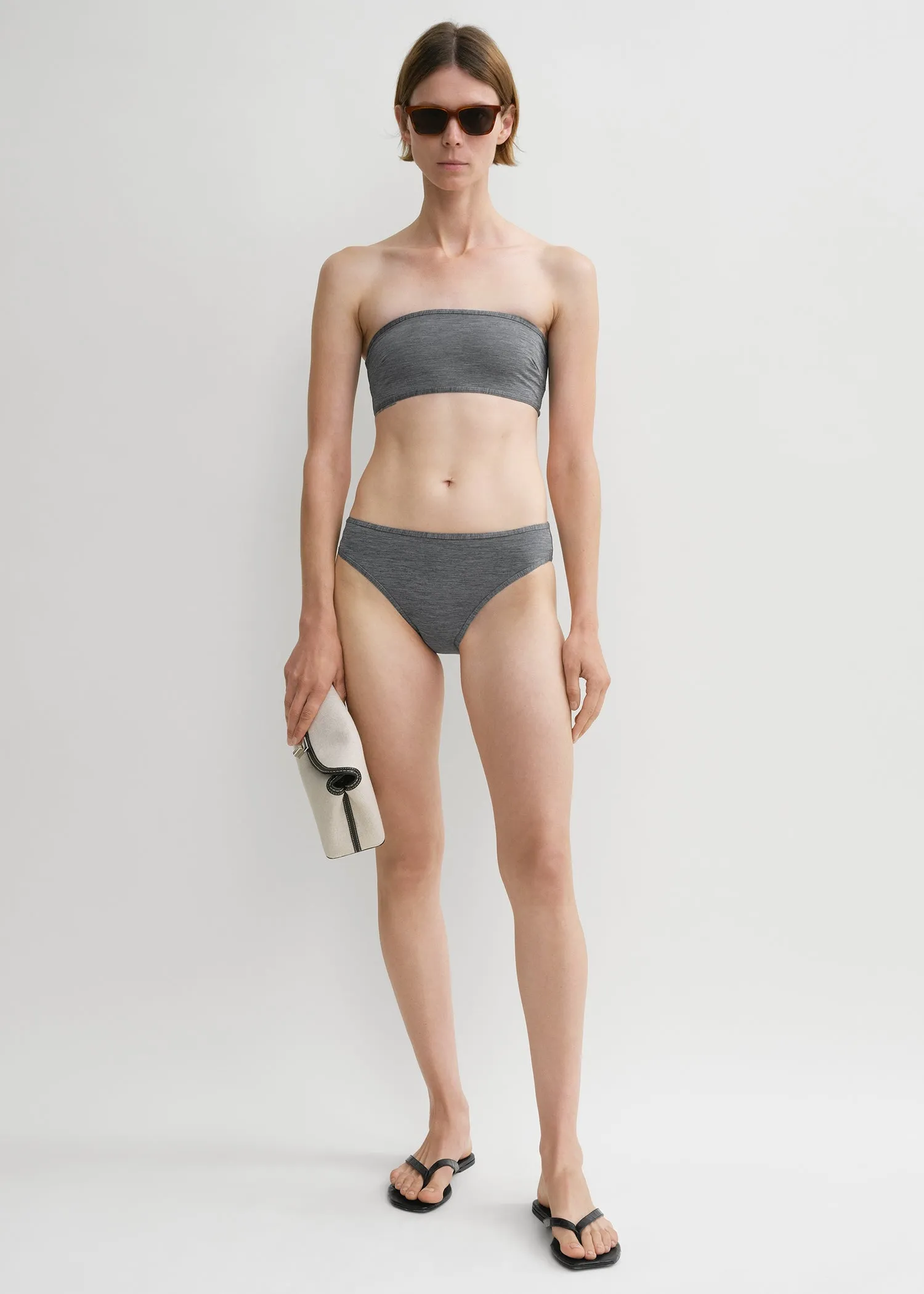 Binding-edge bikini bottoms grey melange