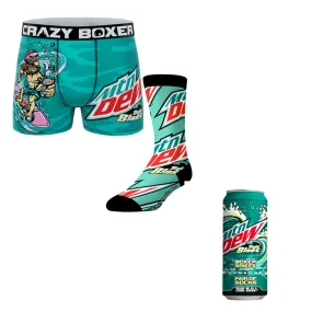 CRAZYBOXER Mountain Dew Baja Blast Men's Boxer Briefs and Socks (Creative Packaging)