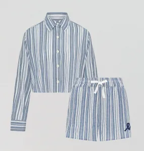 Cropped shirt & short set [French Blue]