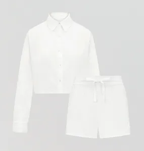 Cropped shirt & short set  [Linen White]