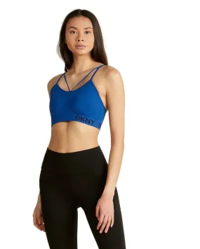 DKNY Sport Women's Seamless Strappy Low-Impact Sports Bra, Blue, S