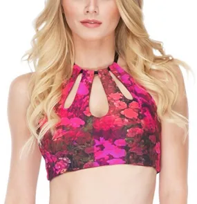 Elizabeth Jane Women's Reversible Crop Bikini Top, Dahlia, XL