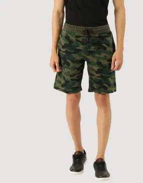 Green Camouflage Printed Shorts