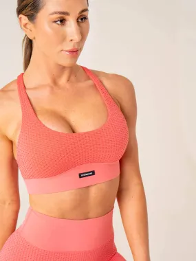 Honeycomb Seamless Sports Bra - Coral Pink