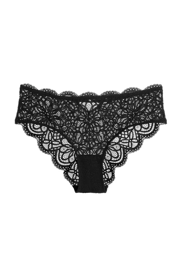 MIA Stretch Soft Black Lace Brief Panties