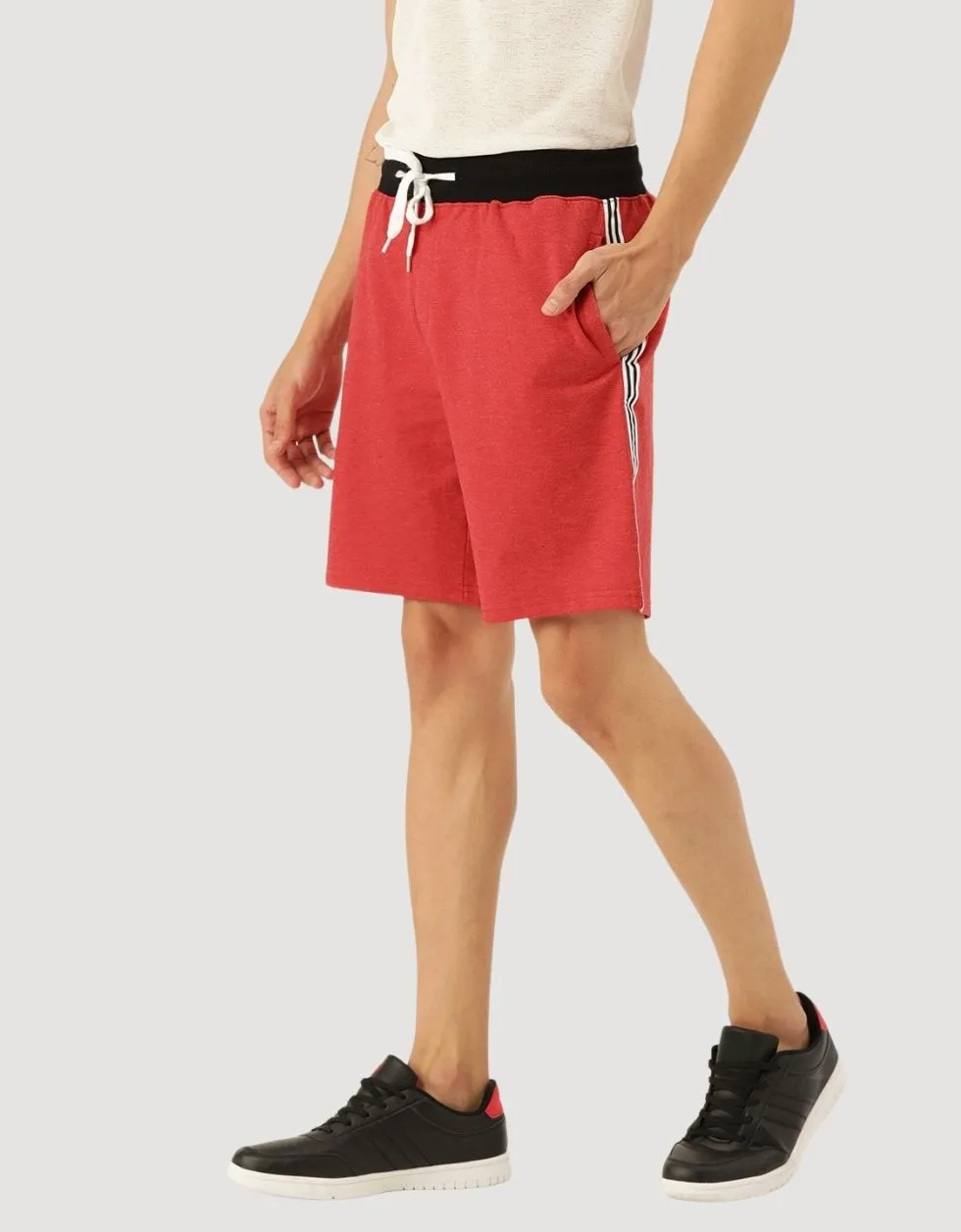 Red Regular Fit Solid Shorts