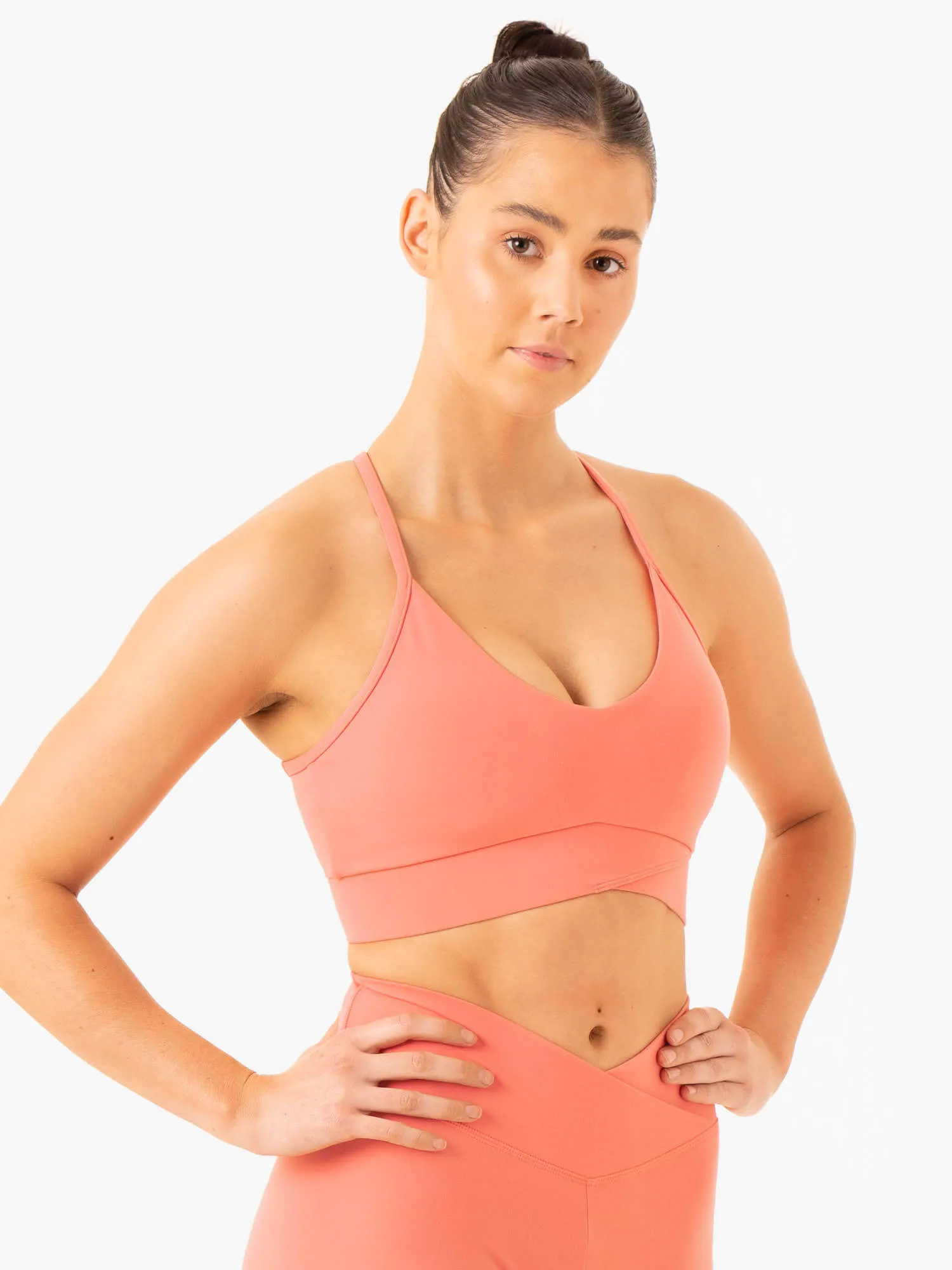 Serene Cross Over Sports Bra - Rose Pink