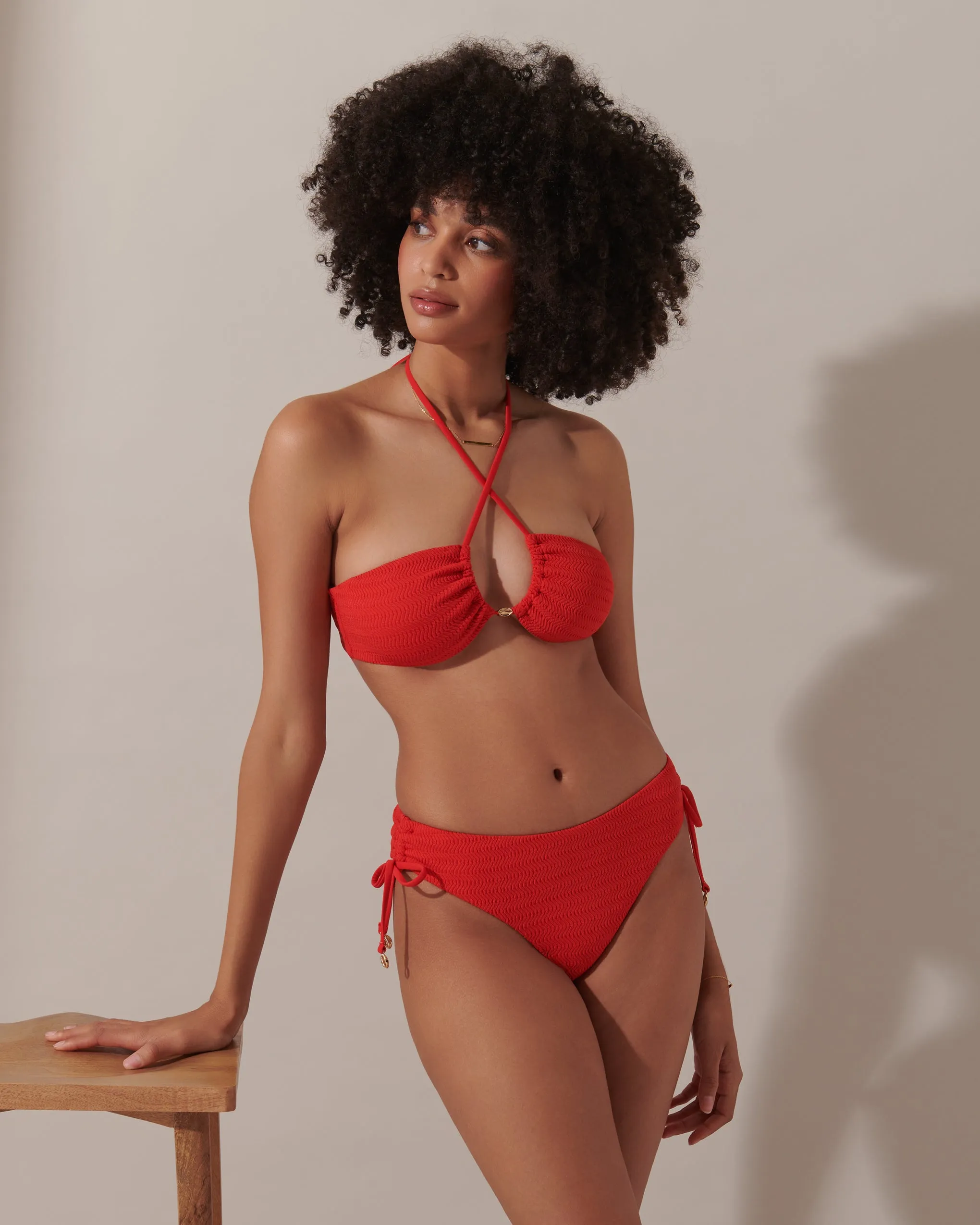 Shala Multi-Way Bandeau Bikini Top Red