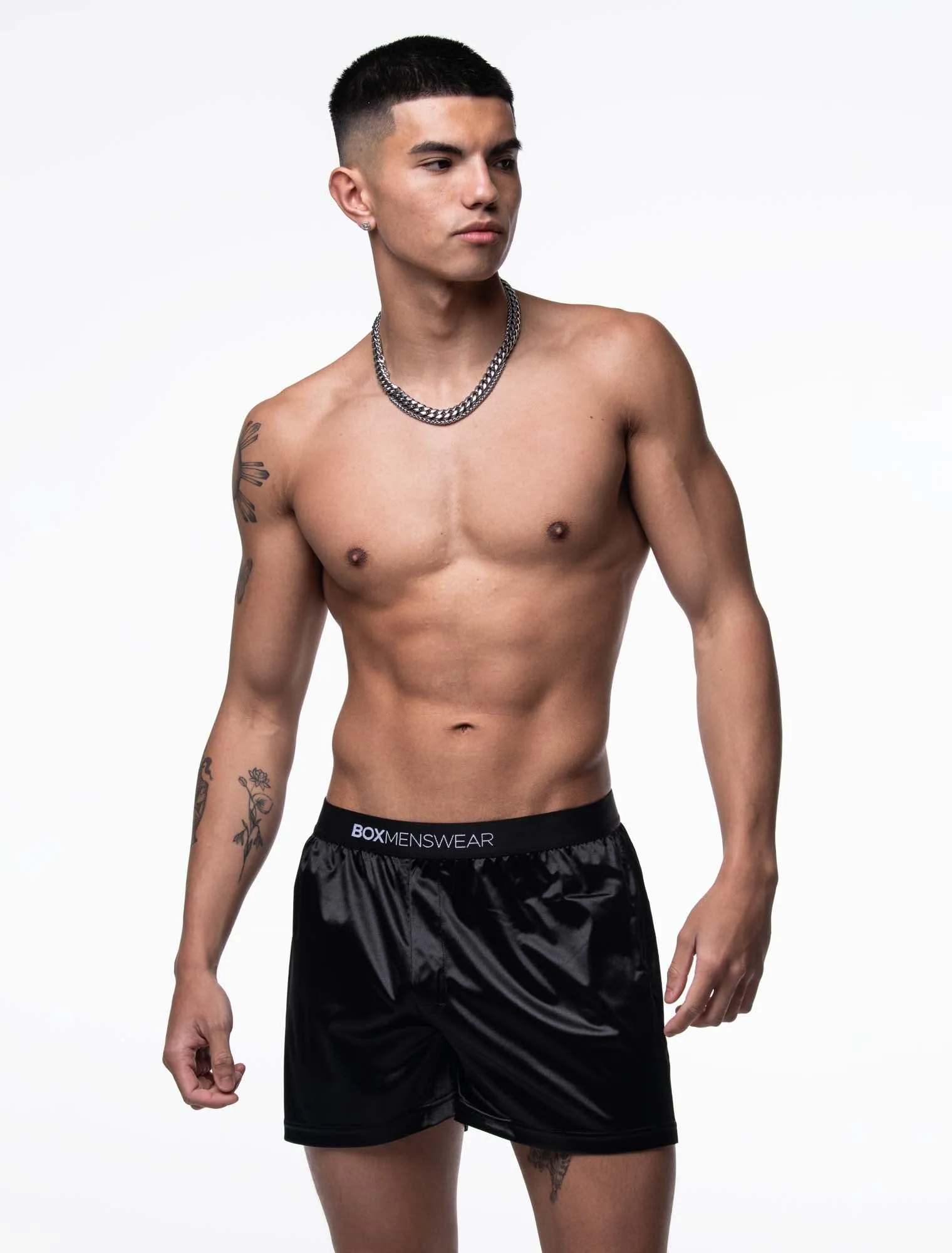 Silk Decline Boxer Shorts - Black Velvet