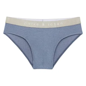 Steel Blue Basket Stitch Low Rise Brief