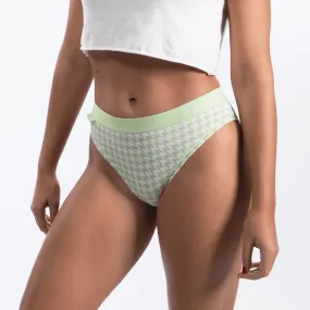 Women's Bikini Brief - Green Houndstooth